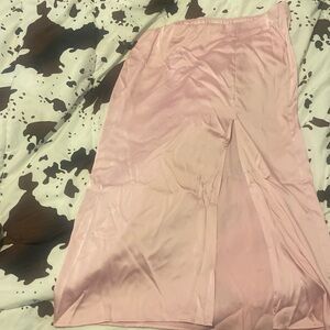 pink silk skirt